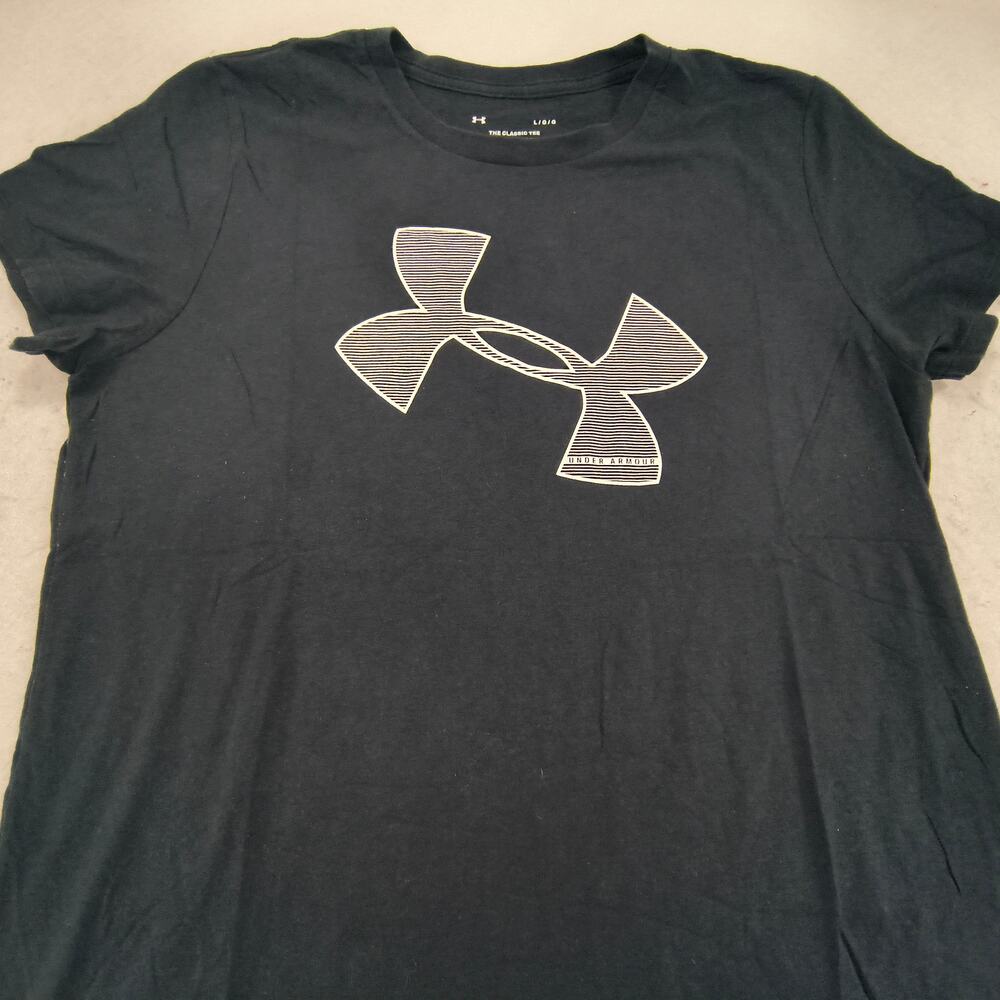 Under Armour Graphic Crew Neck Short Sleeve Casual T Shirt Womens Size L Black